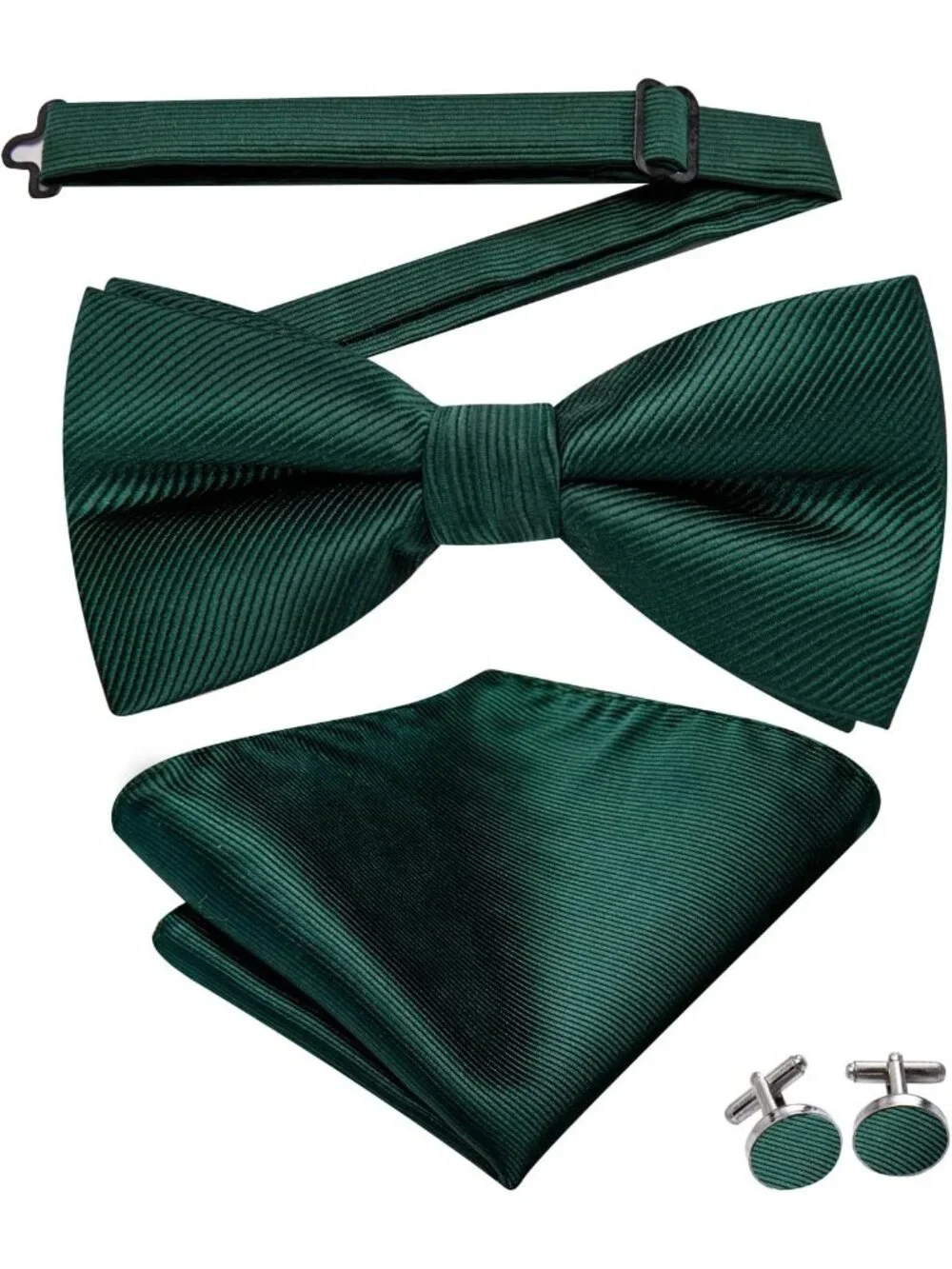 Men's Formal Bowtie Set with Lapel Pin Pocket Square Cufflinks